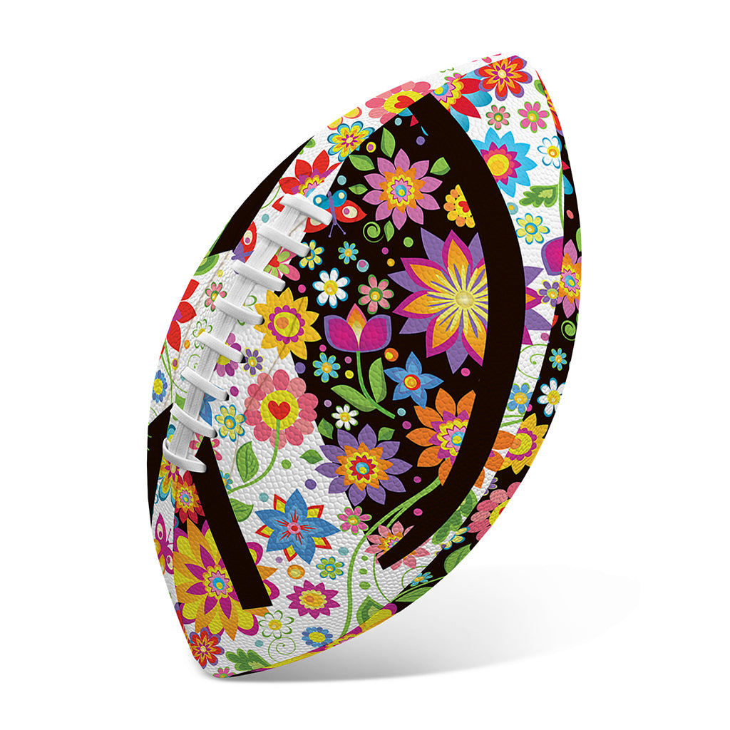 Hippie Flower Peace Sign Print Rugby Ball