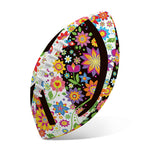 Hippie Flower Peace Sign Print Rugby Ball