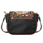 Hippie Flower Peace Sign Print Saddle Bag