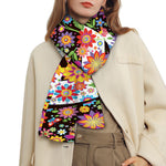 Hippie Flower Peace Sign Print Scarf