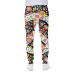 Hippie Flower Peace Sign Print Scuba Joggers