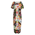 Hippie Flower Peace Sign Print Short Sleeve Long Nightdress