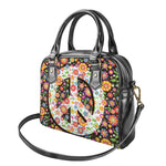 Hippie Flower Peace Sign Print Shoulder Handbag