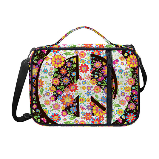 Hippie Flower Peace Sign Print Shoulder Strap Bible Bag