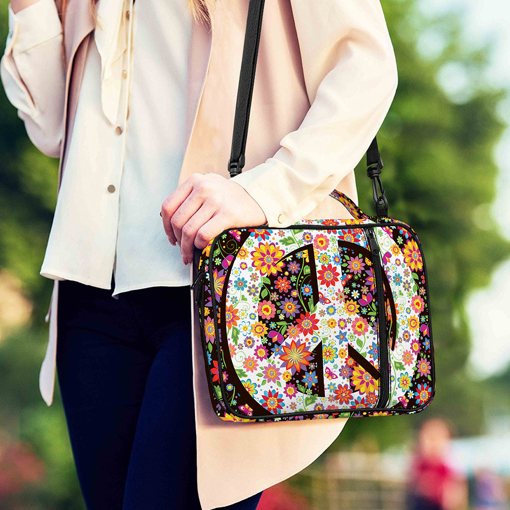 Hippie Flower Peace Sign Print Shoulder Strap Bible Bag