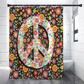 Hippie Flower Peace Sign Print Shower Curtain