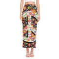 Hippie Flower Peace Sign Print Side Slit Maxi Skirt