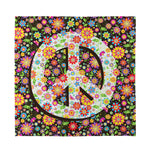 Hippie Flower Peace Sign Print Silk Bandana