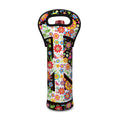 Hippie Flower Peace Sign Print Single Neoprene Wine Tote