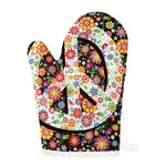 Hippie Flower Peace Sign Print Single Oven Mitt