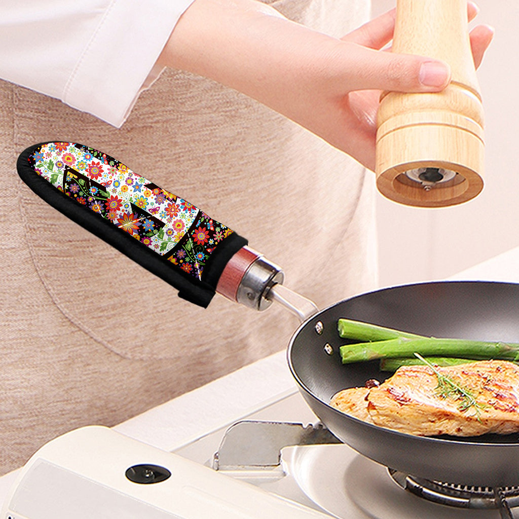 Hippie Flower Peace Sign Print Skillet Handle Cover
