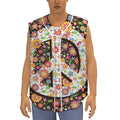 Hippie Flower Peace Sign Print Sleeveless Baseball Jersey