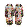 Hippie Flower Peace Sign Print Slippers