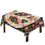 Hippie Flower Peace Sign Print Tablecloth