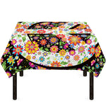 Hippie Flower Peace Sign Print Tablecloth