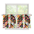 Hippie Flower Peace Sign Print Tier Curtains