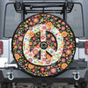 Hippie Flower Peace Sign Print Tire Cover With Camera Hole