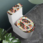 Hippie Flower Peace Sign Print Toilet Lid And Tank Cover Set