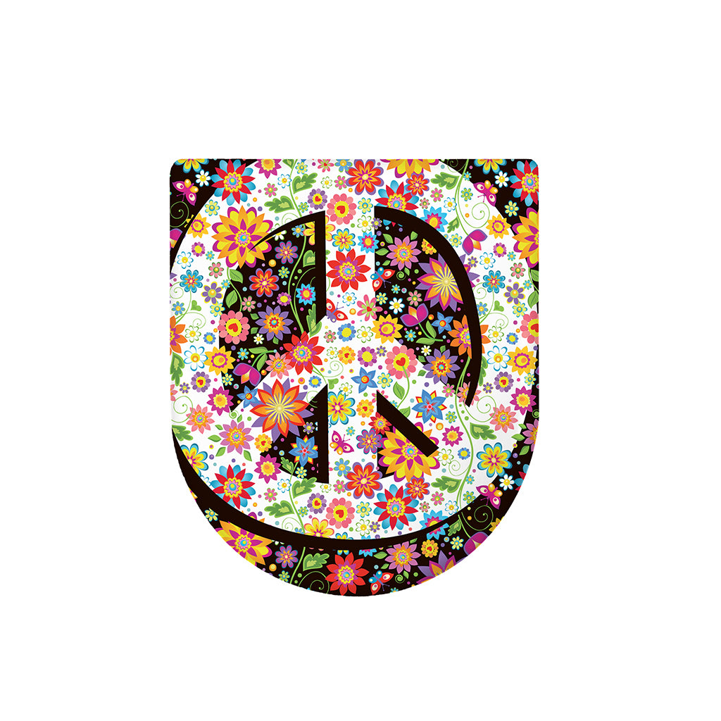 Hippie Flower Peace Sign Print Toilet Lid Cover