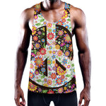 Hippie Flower Peace Sign Print Training Tank Top