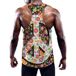 Hippie Flower Peace Sign Print Training Tank Top