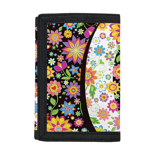 Hippie Flower Peace Sign Print Trifold Wallet