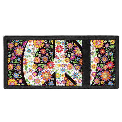 Hippie Flower Peace Sign Print Trifold Wallet