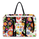 Hippie Flower Peace Sign Print Utility Tote Bag