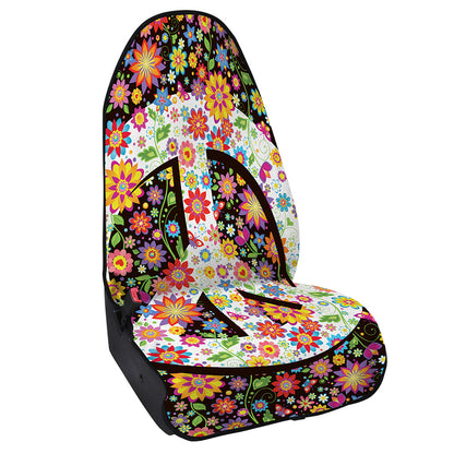Hippie Flower Peace Sign Print Waterproof Car Seat Cover