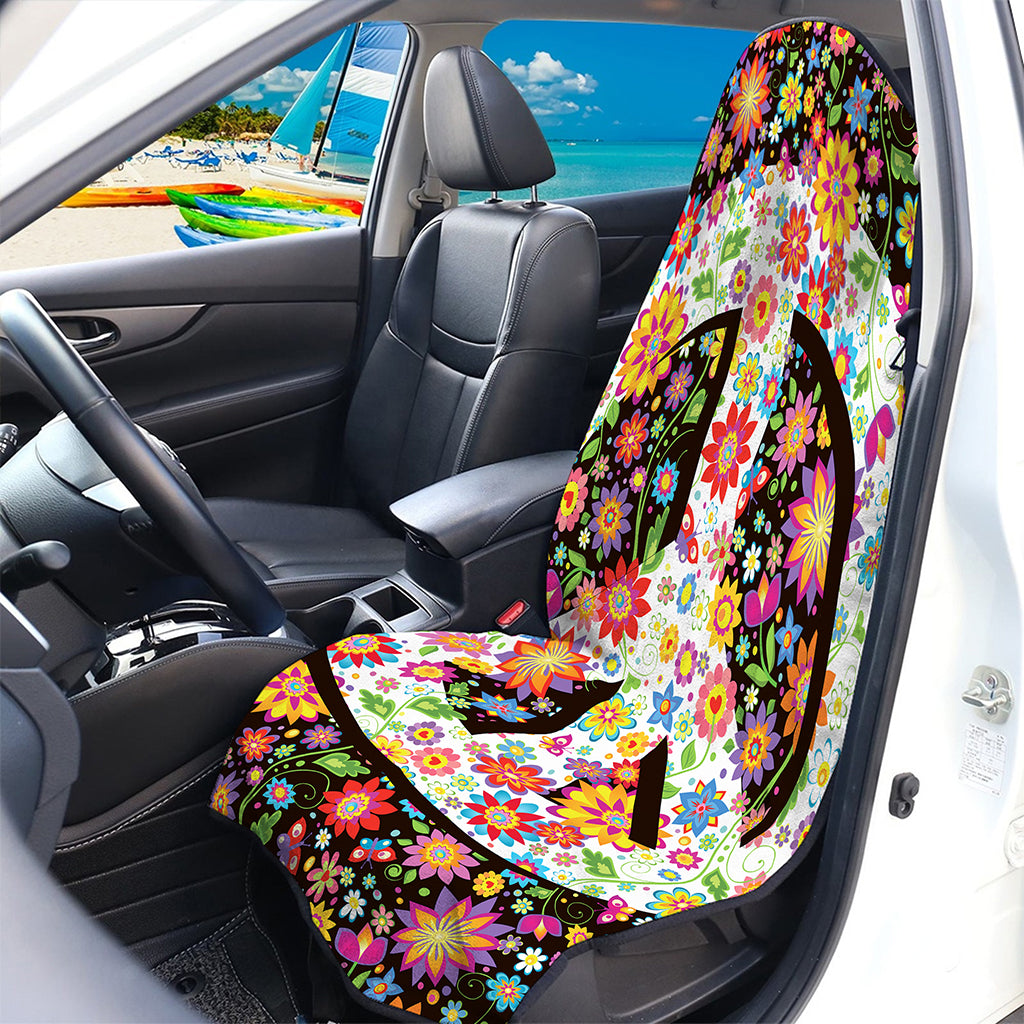 Hippie Flower Peace Sign Print Waterproof Car Seat Cover