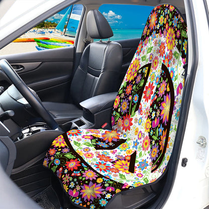 Hippie Flower Peace Sign Print Waterproof Car Seat Cover