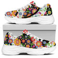 Hippie Flower Peace Sign Print White Chunky Shoes