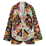Hippie Flower Peace Sign Print Women's Blazer
