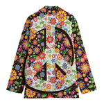 Hippie Flower Peace Sign Print Women's Blazer
