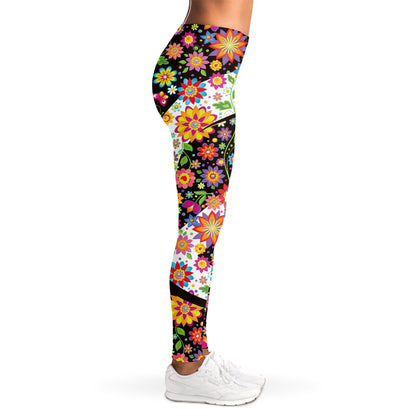 Hippie Flower Peace Sign Print Women's Leggings