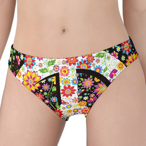 Hippie Flower Peace Sign Print Women's Panties