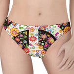 Hippie Flower Peace Sign Print Women's Thong