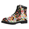 Hippie Flower Peace Sign Print Work Boots