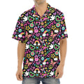 Hippie Peace Sign And Love Pattern Print Aloha Shirt
