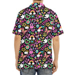 Hippie Peace Sign And Love Pattern Print Aloha Shirt