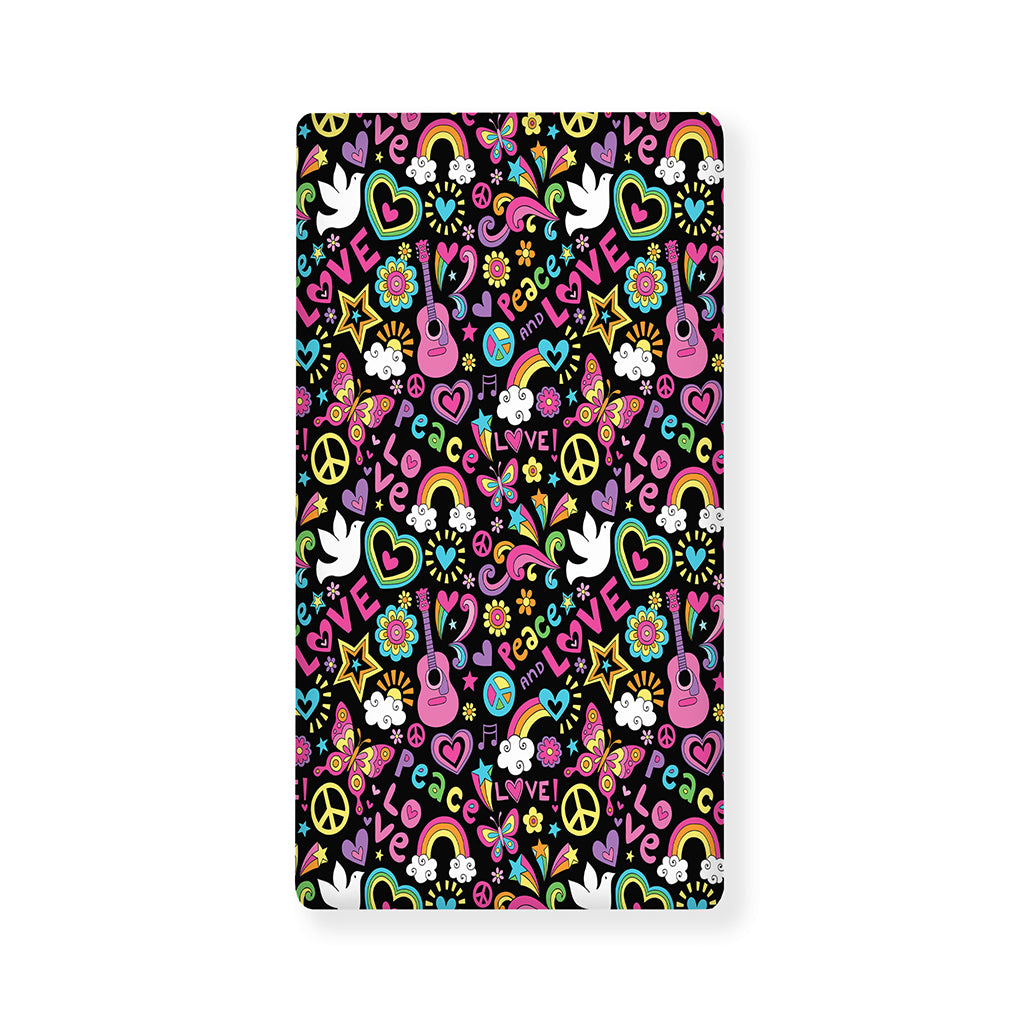 Hippie Peace Sign And Love Pattern Print Baby Crib Sheet