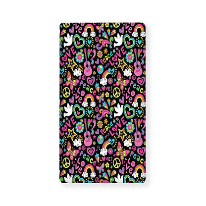 Hippie Peace Sign And Love Pattern Print Baby Crib Sheet