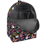 Hippie Peace Sign And Love Pattern Print Backpack