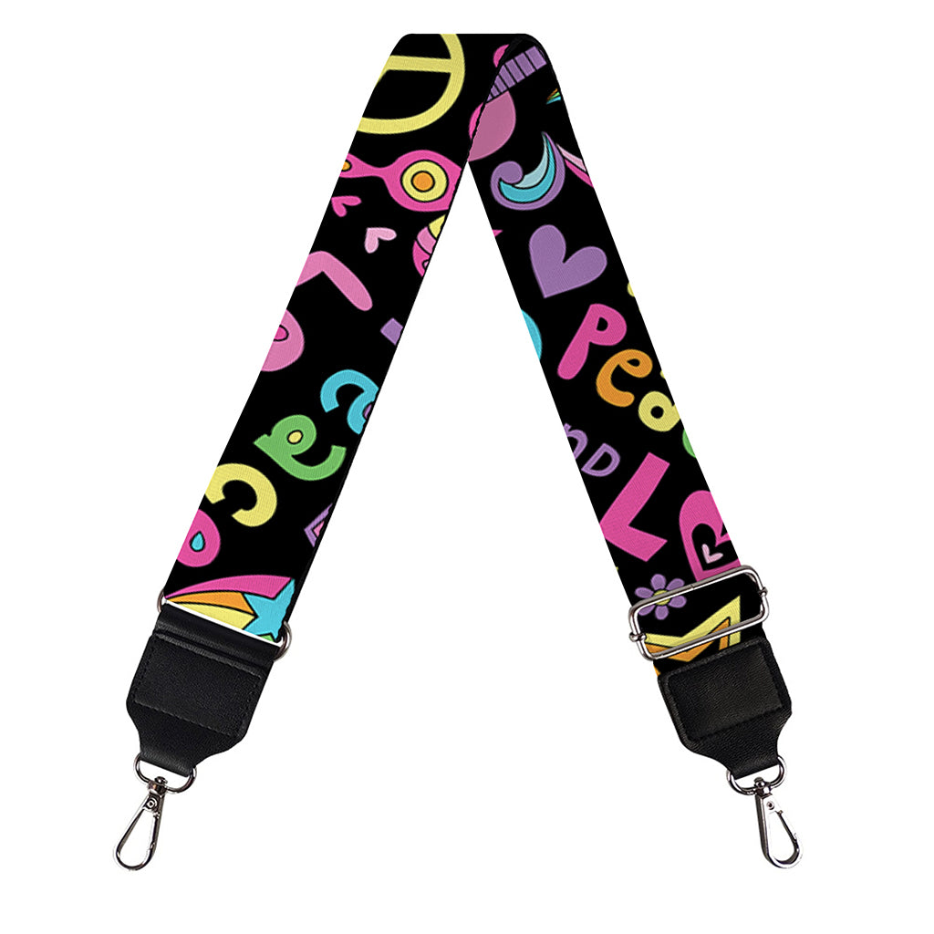 Hippie Peace Sign And Love Pattern Print Bag Strap
