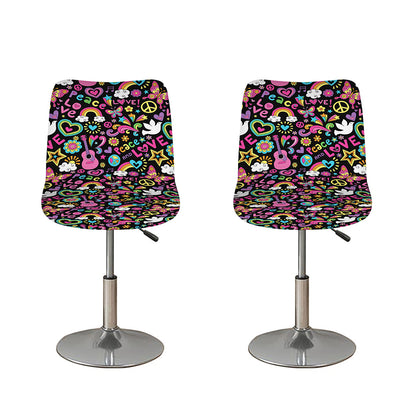 Hippie Peace Sign And Love Pattern Print Bar Stool Covers