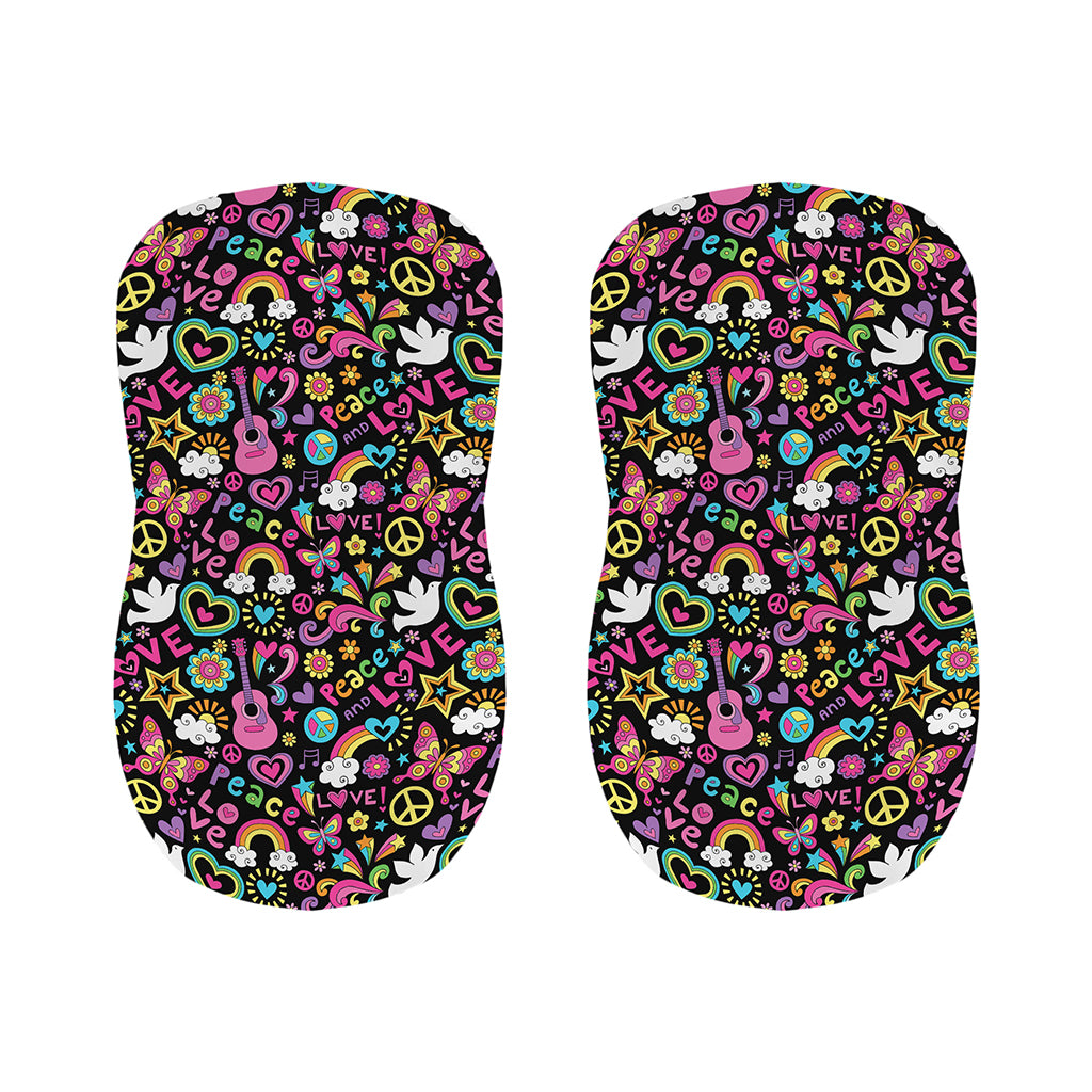 Hippie Peace Sign And Love Pattern Print Bar Stool Covers