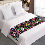 Hippie Peace Sign And Love Pattern Print Bed Runner