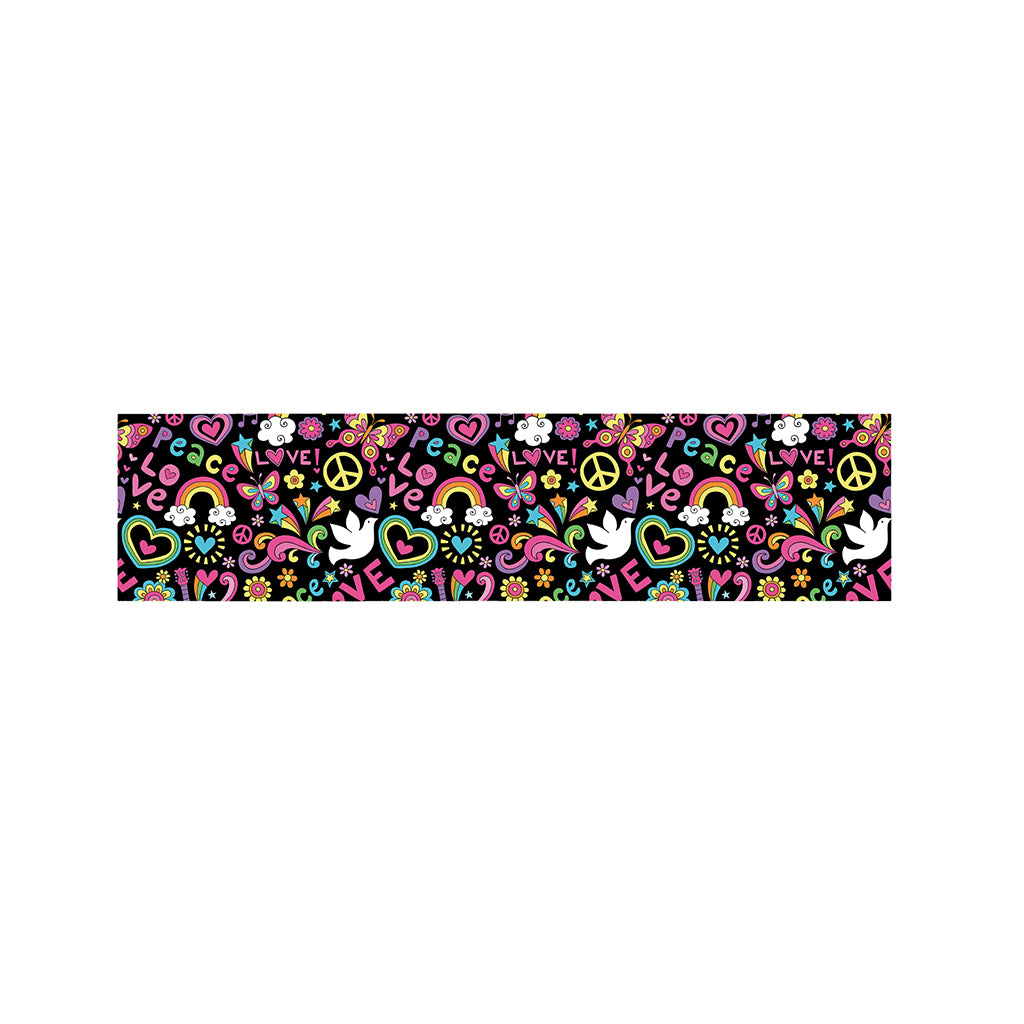 Hippie Peace Sign And Love Pattern Print Bed Runner