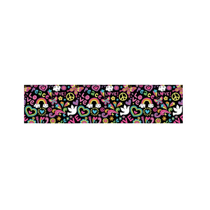 Hippie Peace Sign And Love Pattern Print Bed Runner