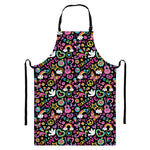 Hippie Peace Sign And Love Pattern Print Bib Apron With Pocket